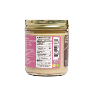 Backside of jar with Nutritional Facts label. 210 Calories per serving (two tablespoons).